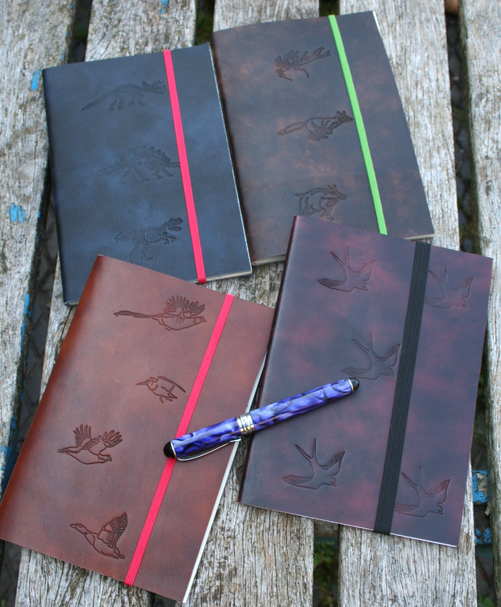 A5 Leather Embossed Elasticated Closure Jotter